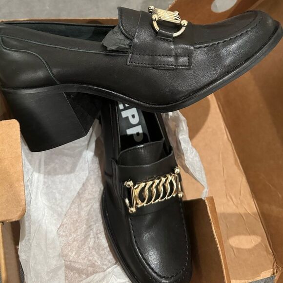 ASOS London Rebel women’s wide for heeled loafers, black UK 5 - Picture 5 of 5